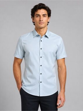 ZARA Man Slim Fit Short Sleeve Button-Up Shirt